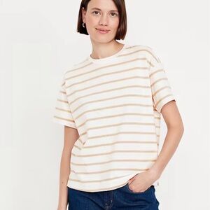 Old Navy Vintage Striped Tee Tan and White Size Small NWT